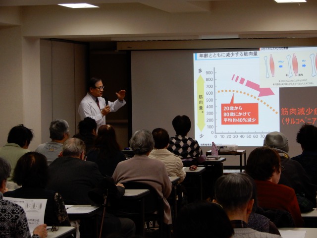 整形外科の猫塚義夫医師が「腰痛・膝痛の克服」について講演しました